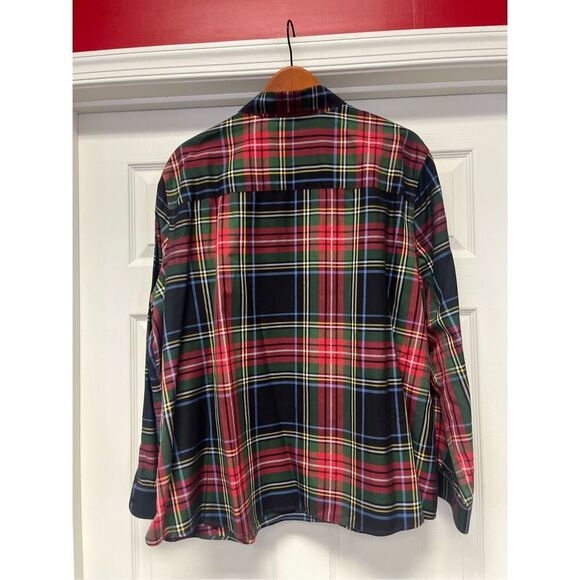 Foxcroft Non-Iron Shaped Fit Holiday Plaid Button Up Shirt sz 24W - Picture 6 of 6